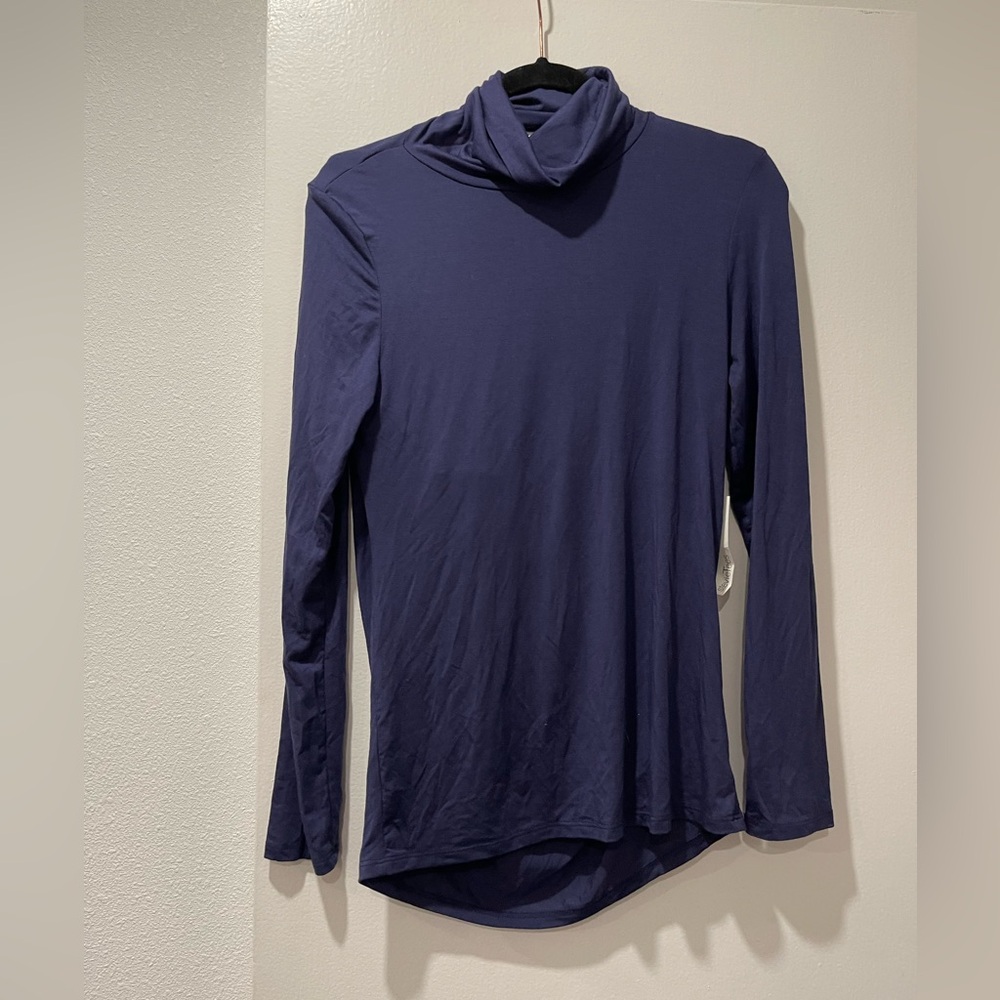 Navy Blue Turtleneck Long Sleeve  stevie Top‎